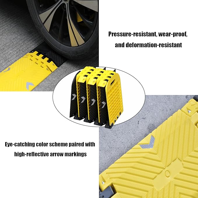 Portable Vehicle Traffic Speed Bump 118"×10"×1"Yellow-Black Re...