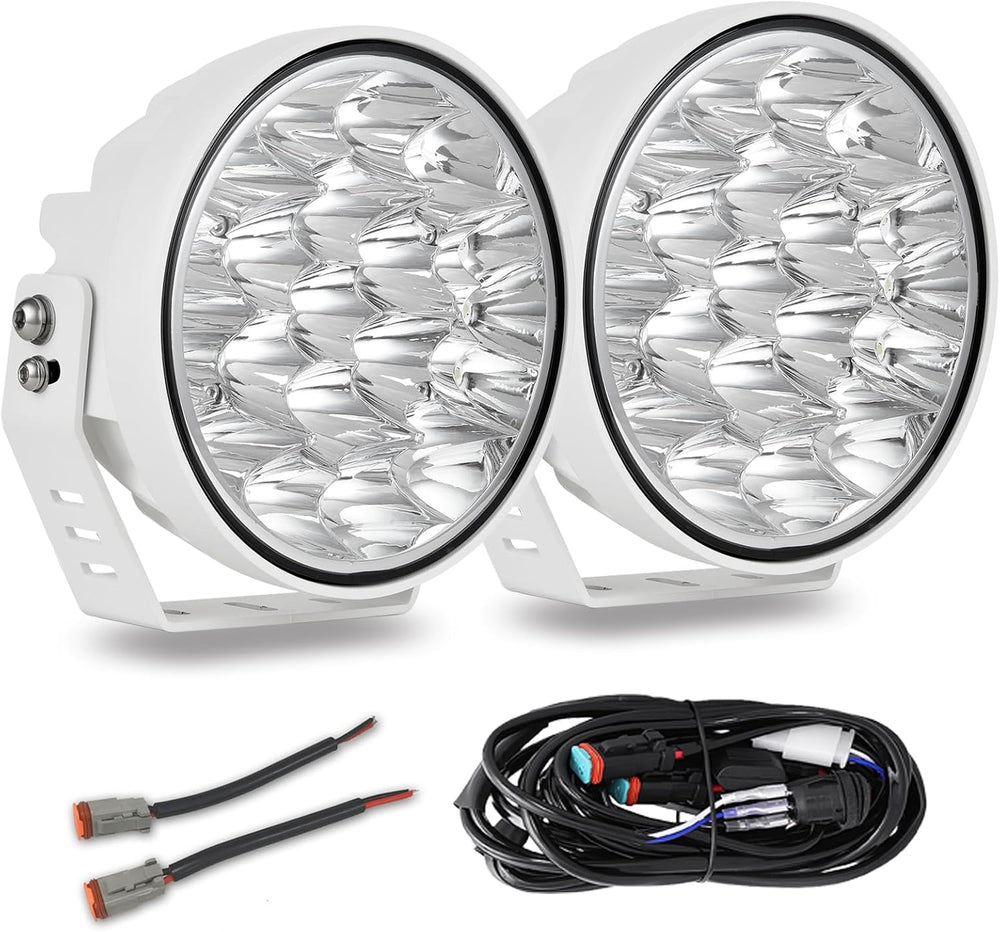 BIGLION.X 2Pcs 7inch White Boat Spotlights Off Road Lights Marine Light Bar