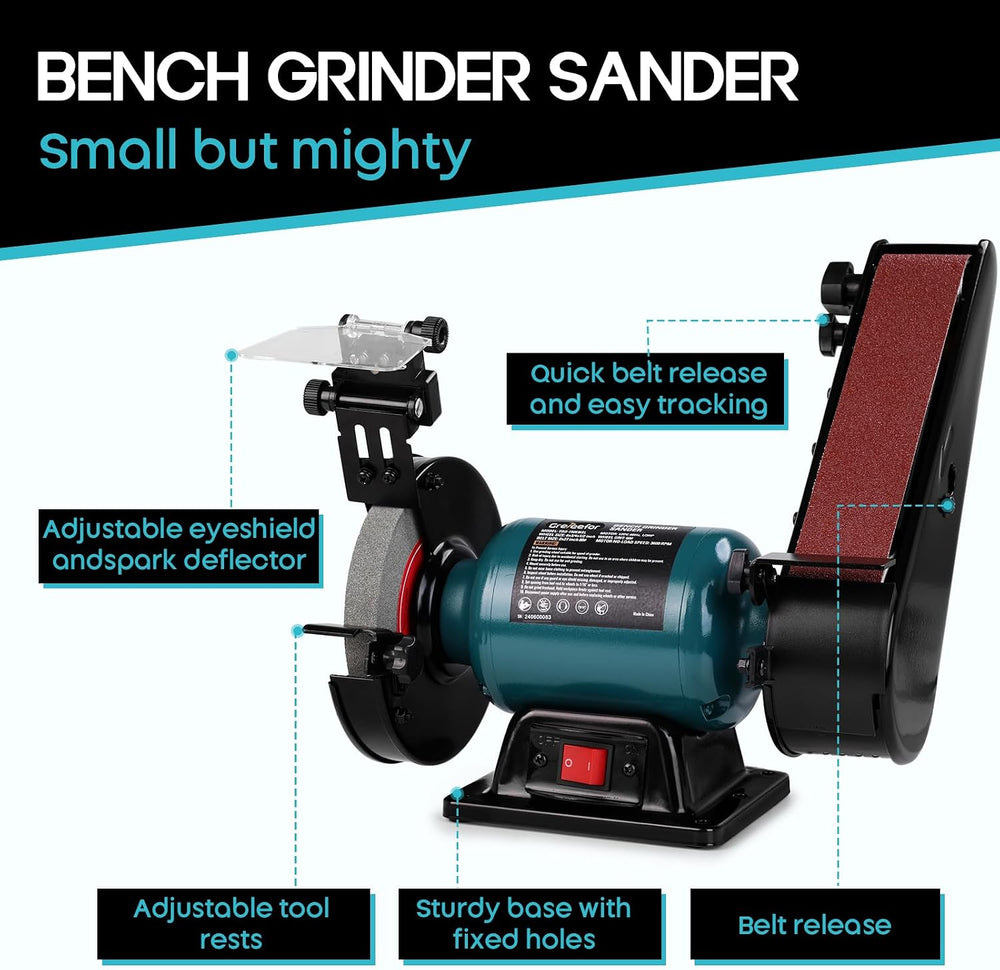 Compact Grinder Sander Combo, 6-Inch Grinding Wheel and 2" x 27" Sa...
