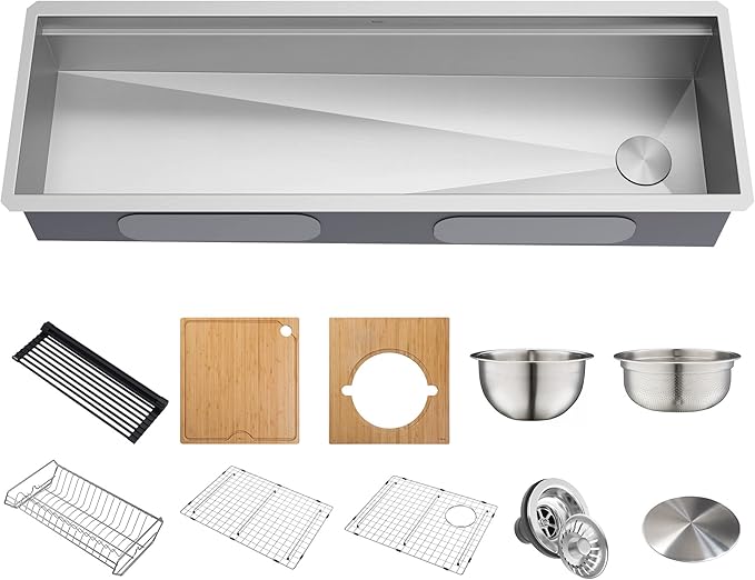 KRAUS Kore 57-inch Undermount Workstation 16 Gauge Single Bowl Stainless Steel