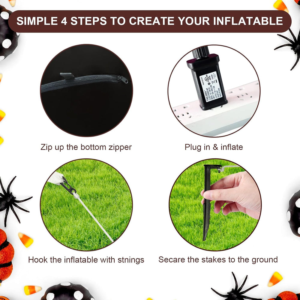 8.5 FT Spider Halloween Outdoor Inflatable Decoration with LED Lights, Holida...