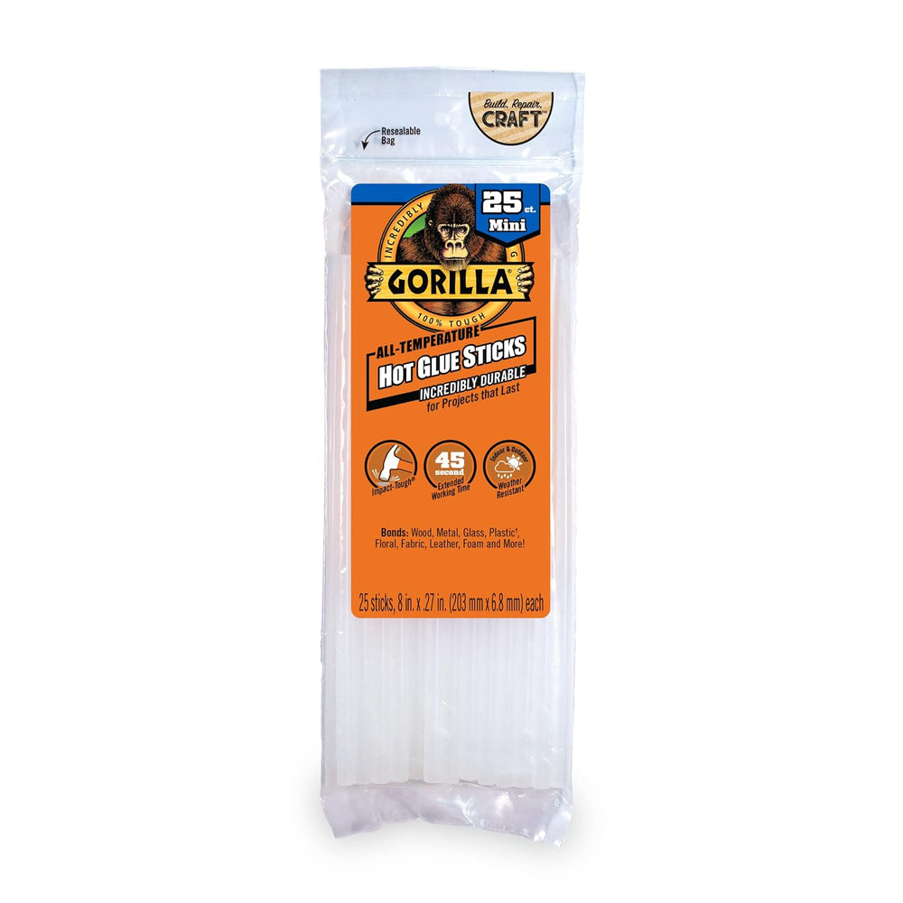 Gorilla Hot Glue Sticks, Clear Glue, Mini Size 8" Long x 0.27" Diam...