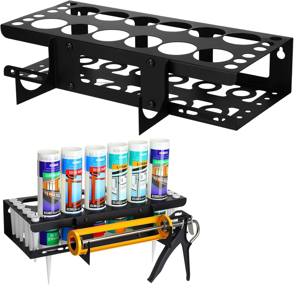 Hicarer 1 Pack Caulking Tube and Gun Holder 12 Slot 15.86 x 9.87x 3.34 Inch C...