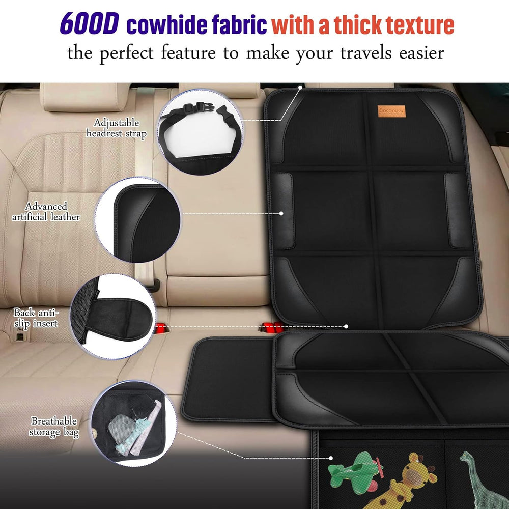 Bacgnyer Car Seat Protector, Waterproof 600D, 2 Pack, Black & Red Stitching