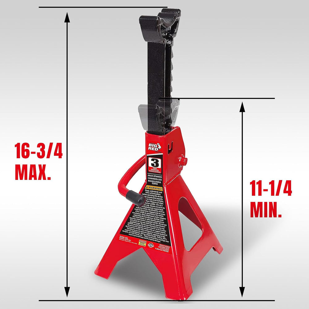 Big RED 3 Ton (6000 LBs) Jack Stands, with Adjustable Lock Car Jack Stand, Fi...
