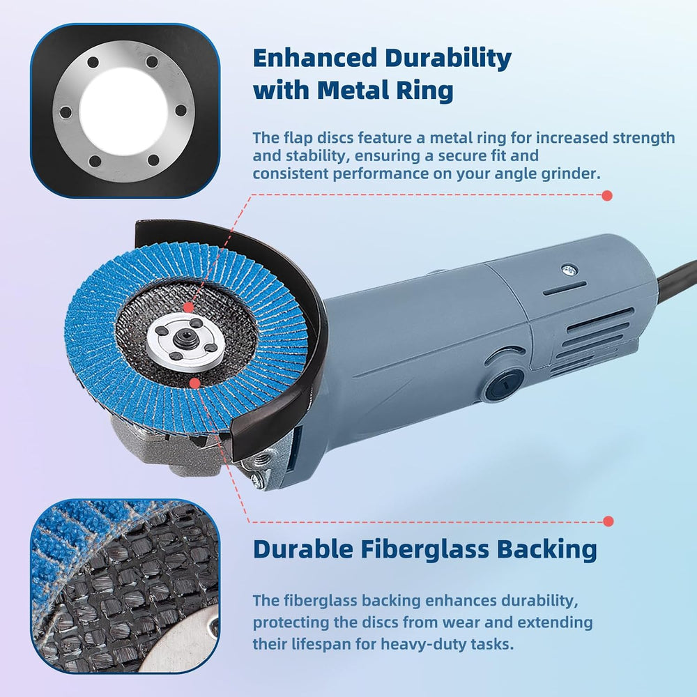 50 Pack Flap Discs 60 Grit 4 1/2" x 7/8" for Angle Grinder, T29 Fla...