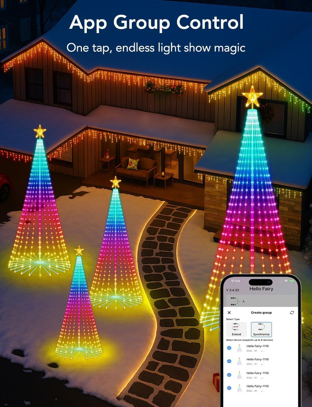 Popotan Halloween Outdoor Christmas Tree, 7FT 295 LED, RGB App Control
