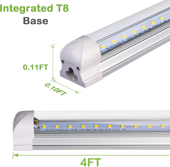 hykolity 4FT LED Shop Light, V Shape Integrated T8 LED Tube Light, 6500K Super