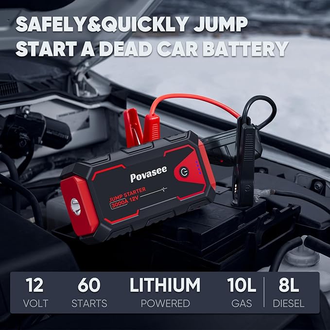 Jump Starter 3000A Car Jumper Starter, 12V Jump Box