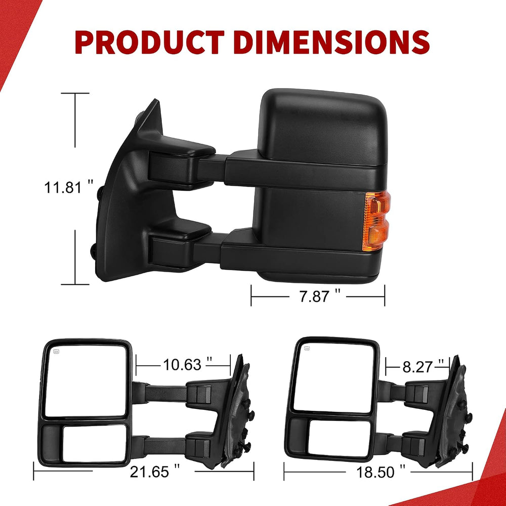 YITAMOTOR Towing Mirror Compatible with 2008-2016 Ford F250 F350 F450 F550 Su...