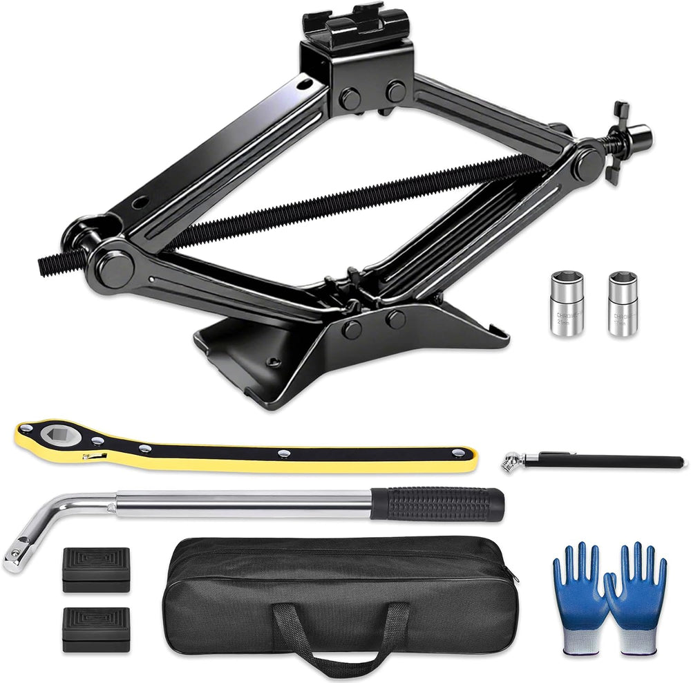 Scissor Jack, High-Strength Car Jack and Stand Kit