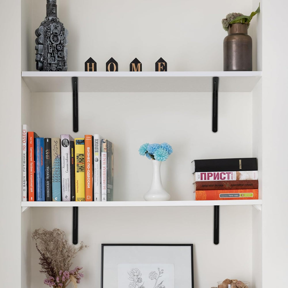 32 Pack L8 x H 6" Black Heavy Duty Shelf Brackets with Screws Metal Shel...