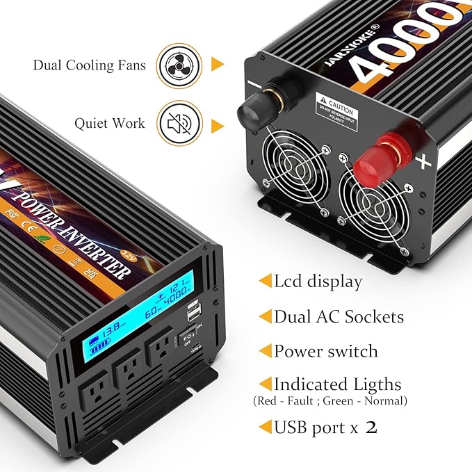 4000 Watt Power Inverter 12V DC to 110V 120V Converter