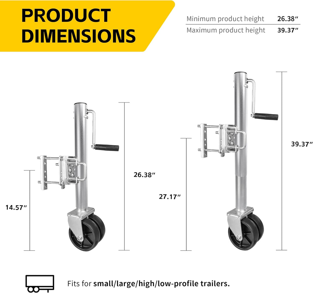 MaxxHaul 70149 Trailer Jack with 11-1/2" Lift, Swing-Back Design, Side W...
