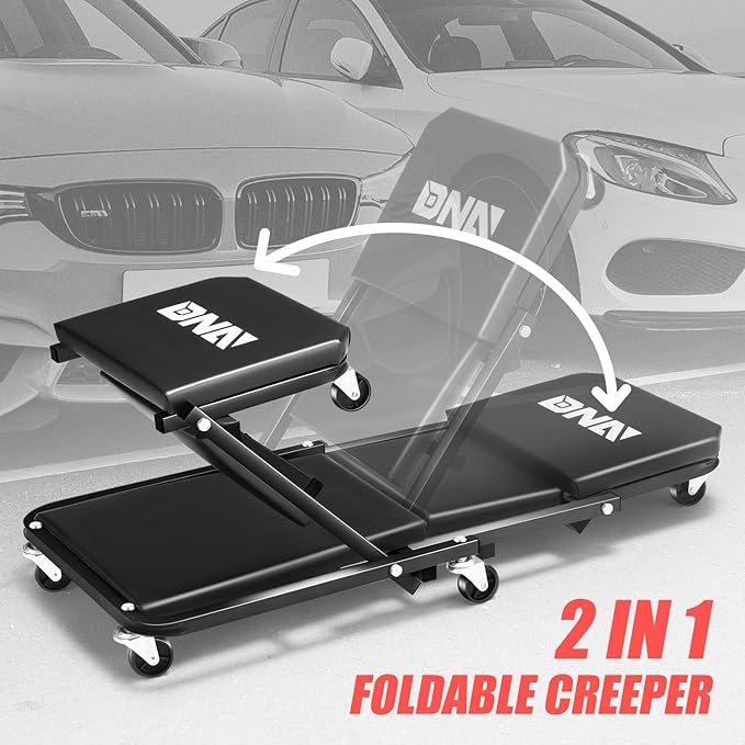 DNA MOTORING 36 Inches Folding 2 in 1 Rolling Z Creeper, Adjustable Roller (6...