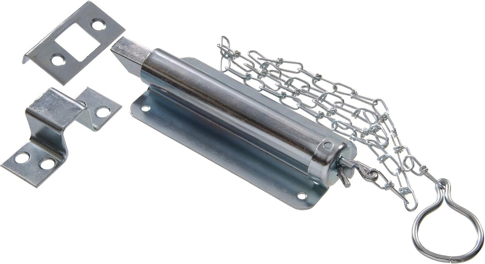 Hillman Zinc-Plated Steel Chain Bolt for Doors, 6 in, Spring Action