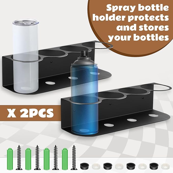 Therwen 2 Pcs 4 Holes All Purpose Steel Spray Bottle Holder Heavy Duty Can