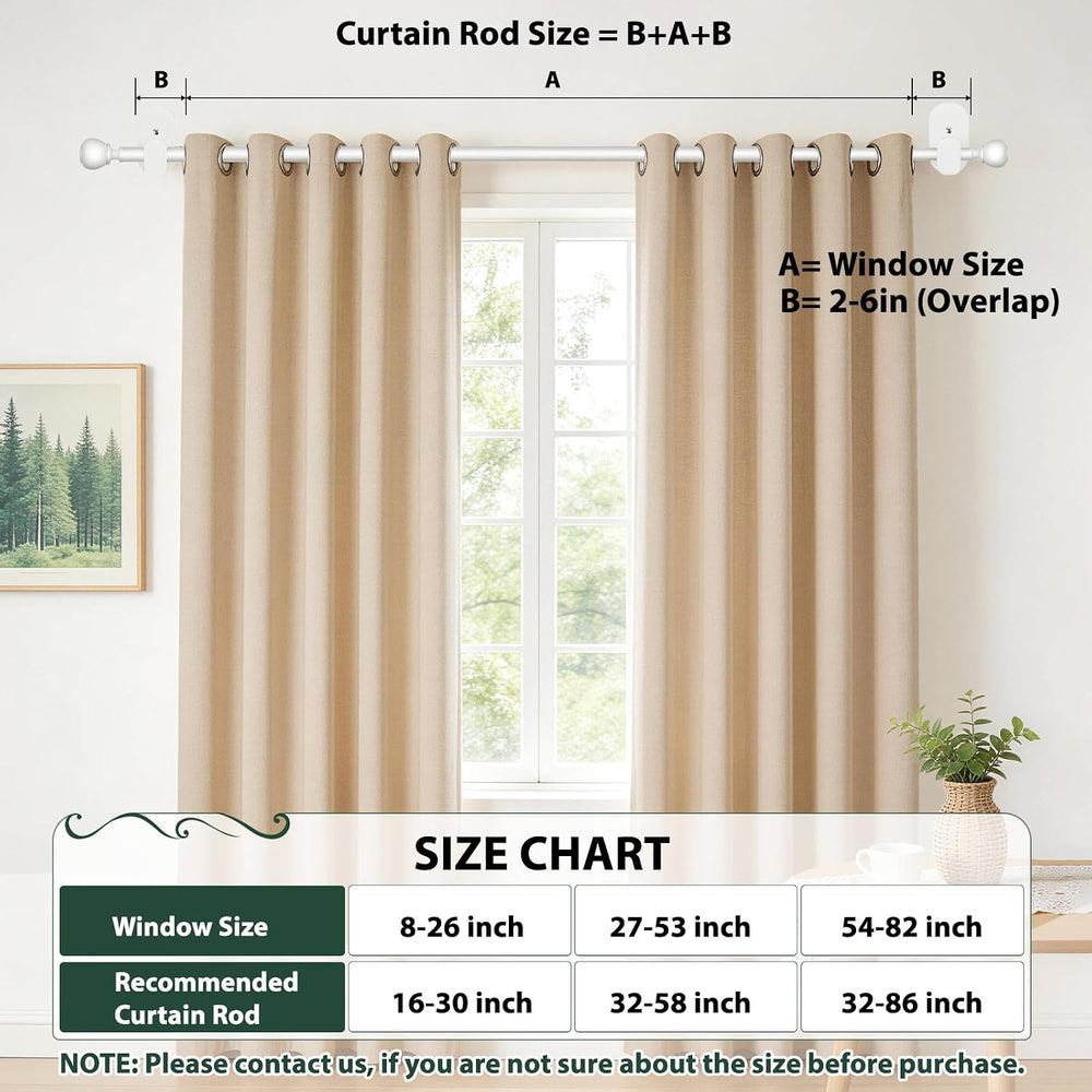USFOOK White No Drill Curtain Rods for Windows 48 to 84, 2 Pack
