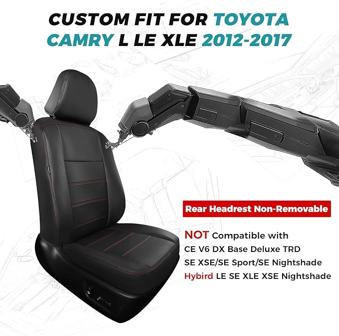 for Toyota Camry Seat Covers L LE XLE 2012 2013 2014 2015 2016 2017
