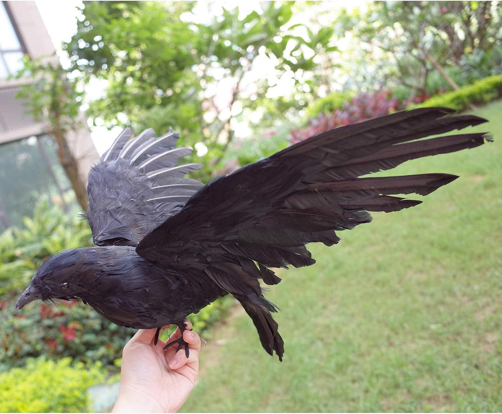 Etistta 2-Pack Realistic Crows Lifesize Extra Large Handmade Black Feathered ...