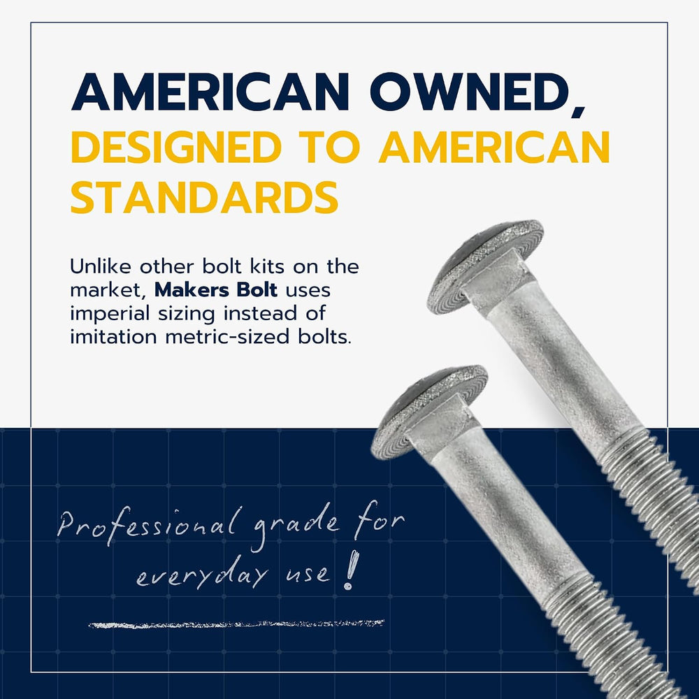 3/8" x 8" (50 Pack) Galvanized Carriage Bolt Kit, Grade 307A, Hot D...