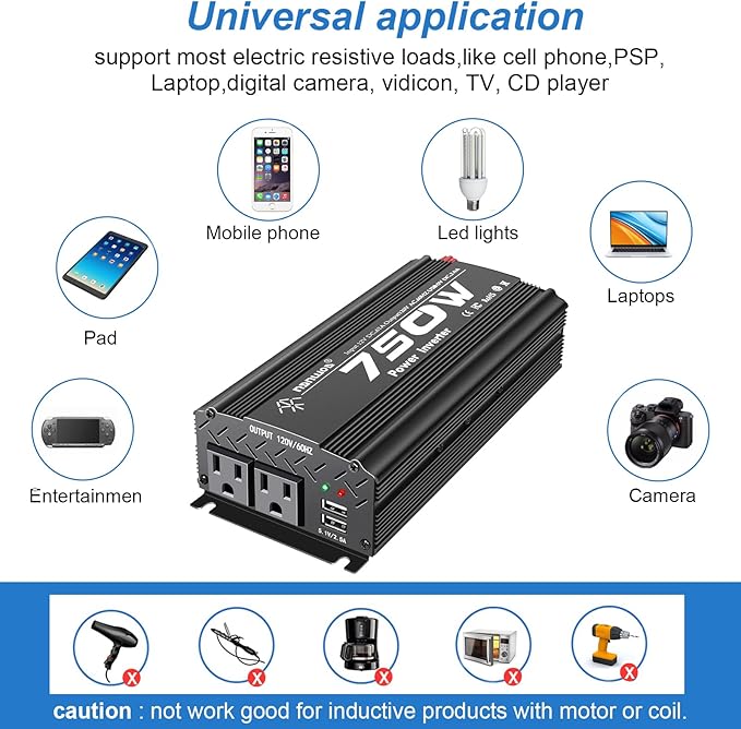 12V to 110V Inverter - 750W Car Inverter