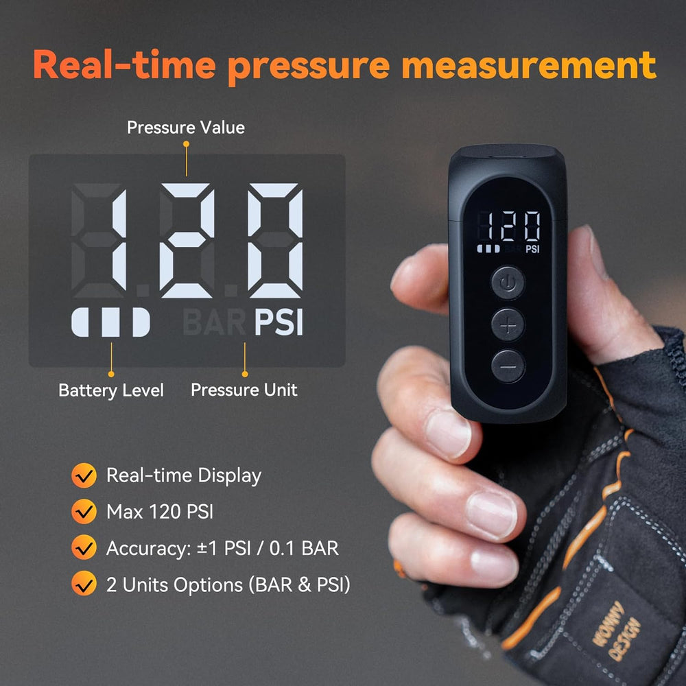 Bike Pump with Gauge Mini Electric 120PSI Portable AT1 PRO
