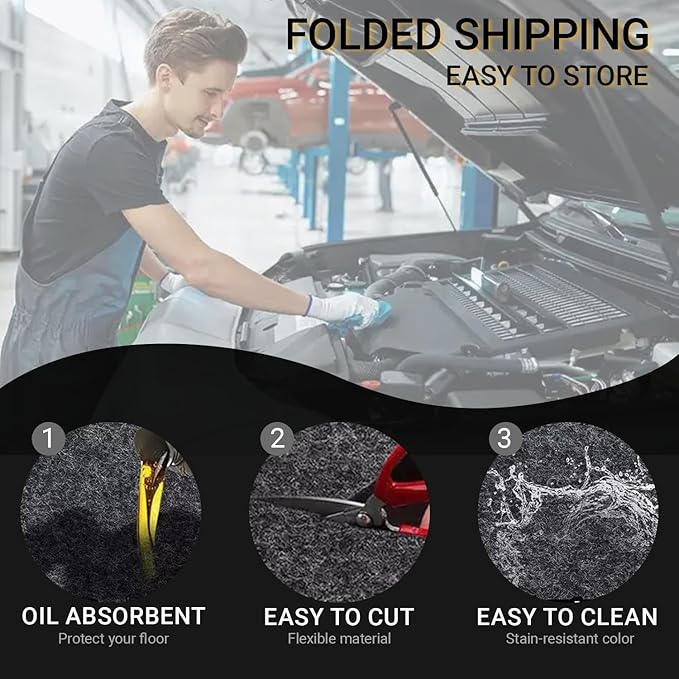 Oil Spill Garage Floor Mat Large, Heavy Duty 98" x 79" 8mm Thick Ga...