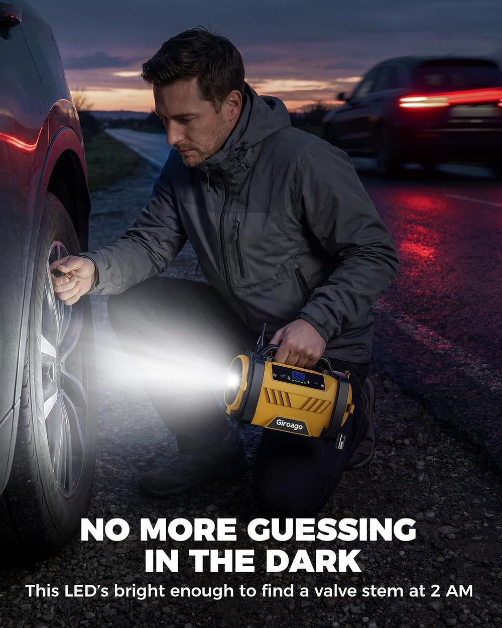 Tire Inflator Portable Air Compressor - 12V DC/120V AC Dual Power