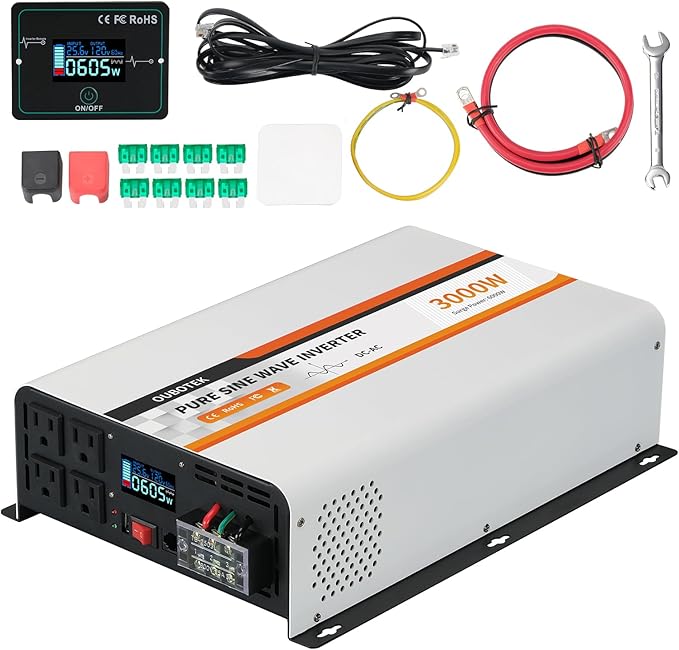 3000 Watt Pure Sine Wave Inverter 24V DC to 120V AC Converter