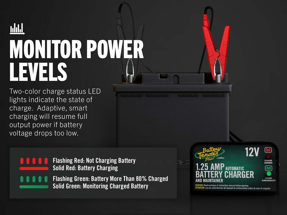 Battery Tender Plus 12V 1.25 AMP Car & Motorcycle Battery Charger and Mai...