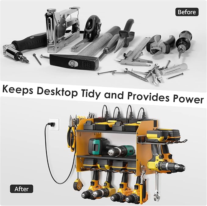 CCCEI Modular Power Tool Organizer Wall Mount Charging Station, Garage Drill