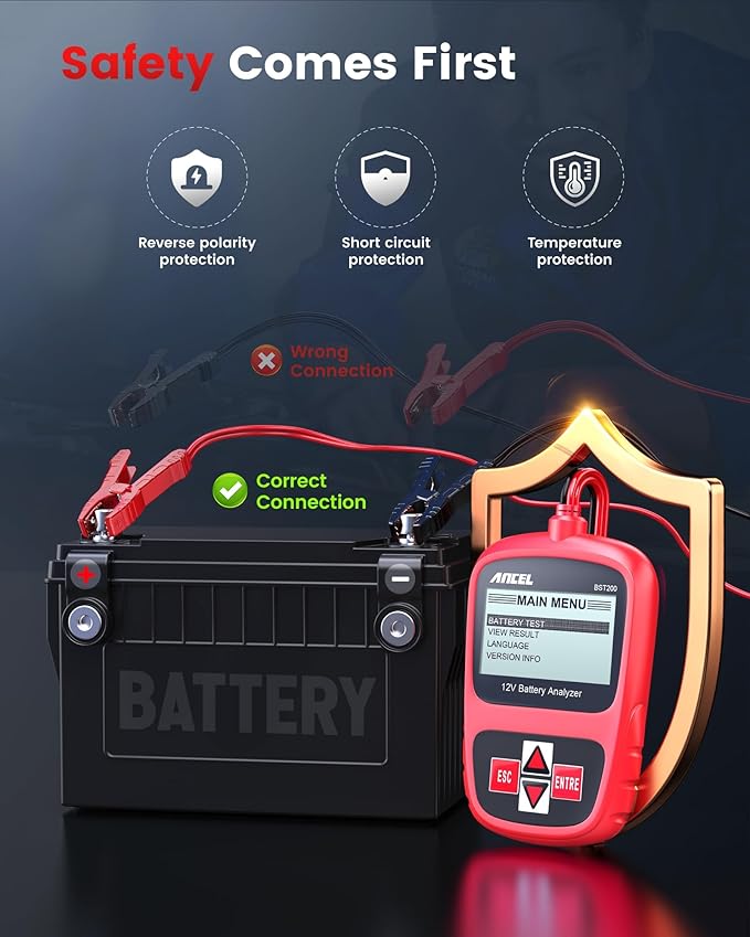 ANCEL BST200 Car Battery Tester 12V Automotive, 100-1100 CCA Battery Load