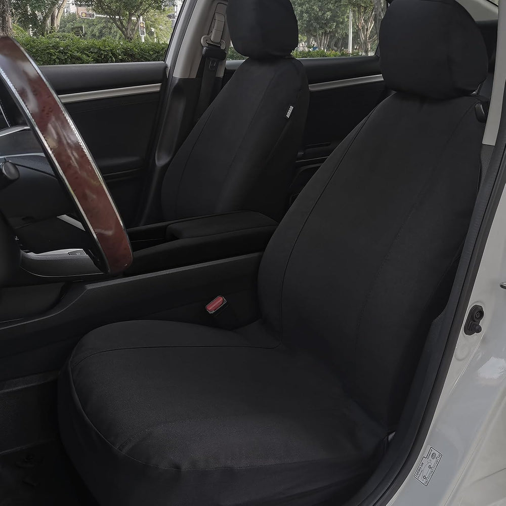 Champlus Car Seat Covers for Two Front Seats, Universal Fit, Black