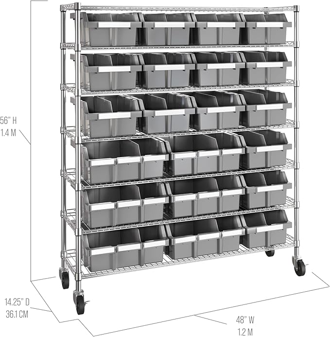 Seville Classics Heavy Duty NSF Bin Rack Solid Steel Wire Shelving Storage Unit