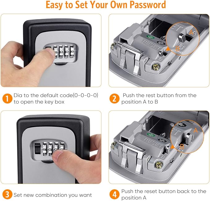 Key Lock Box Wall Mounted, Fayleeko 4 Digit Combination Lockbox (4Pack)