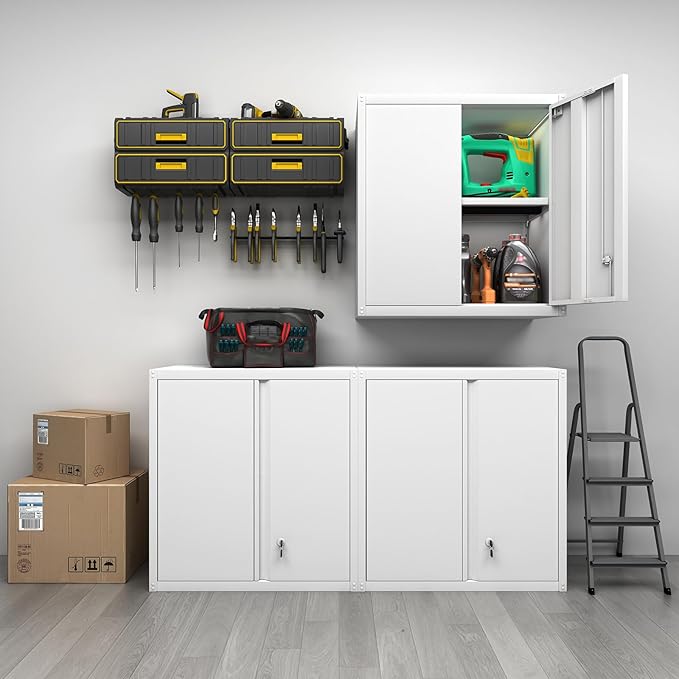 GREATMEET Metal Wall Cabinet, Wall Mounted Storage Cabinet