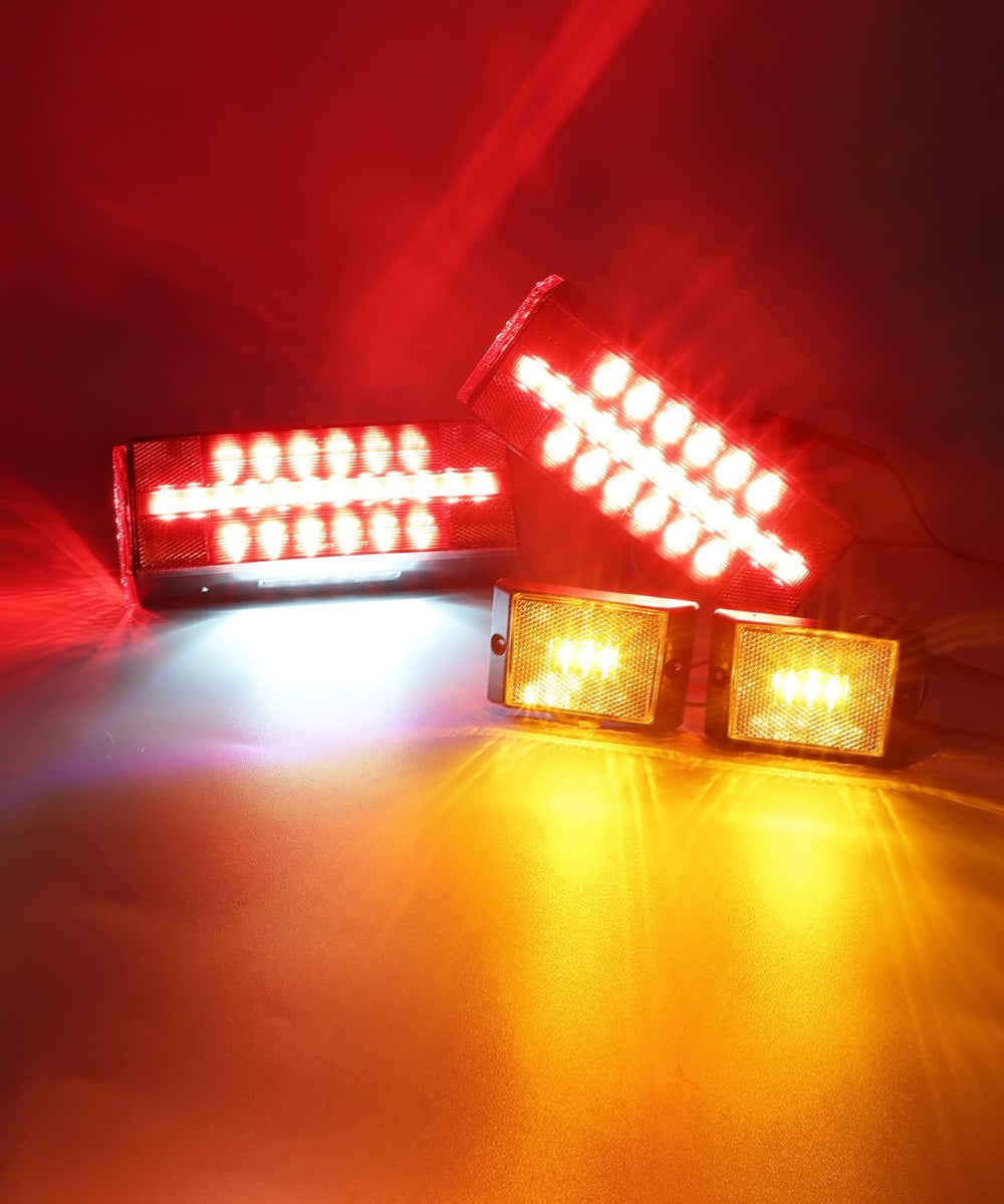 Partsam Low Profile Submersible Led Trailer Tail Light Kit, Rectangle LED Tra...