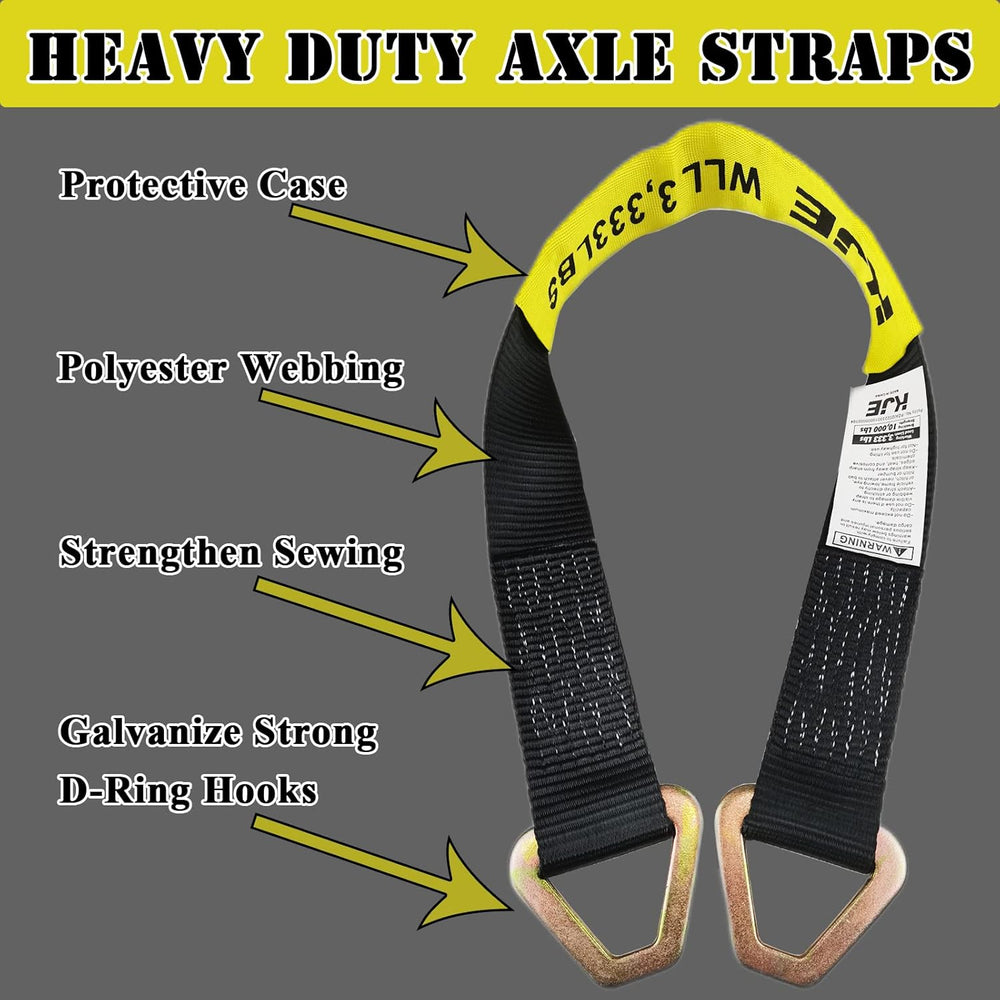 KJE Heavy Duty Car Trailer Tie Down Straps 4 Pack Kit - 2" x 8' Ratc...