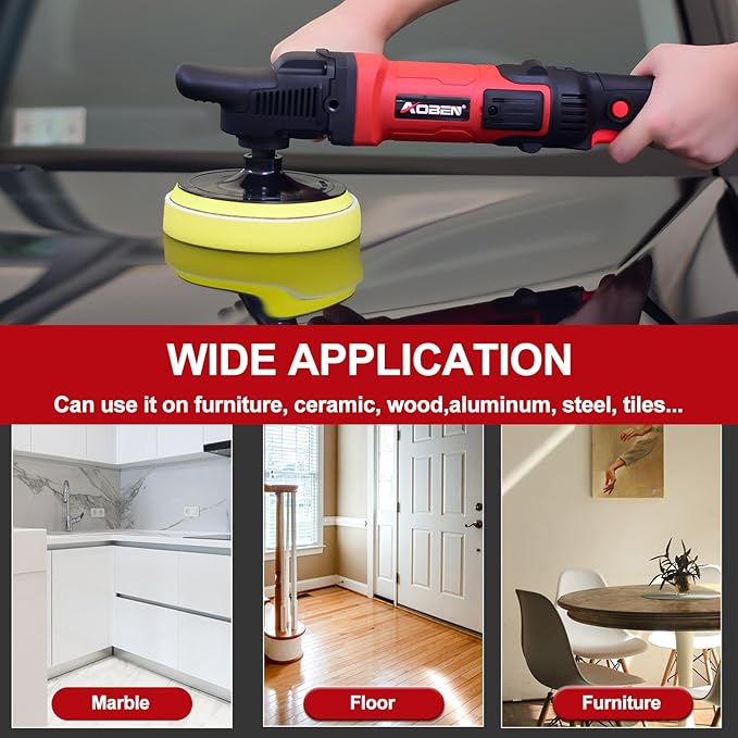 AOBEN 6/7 inch Buffer Polisher, Rotary Car Buffer, 1600W Car Polisher Waxer Kit