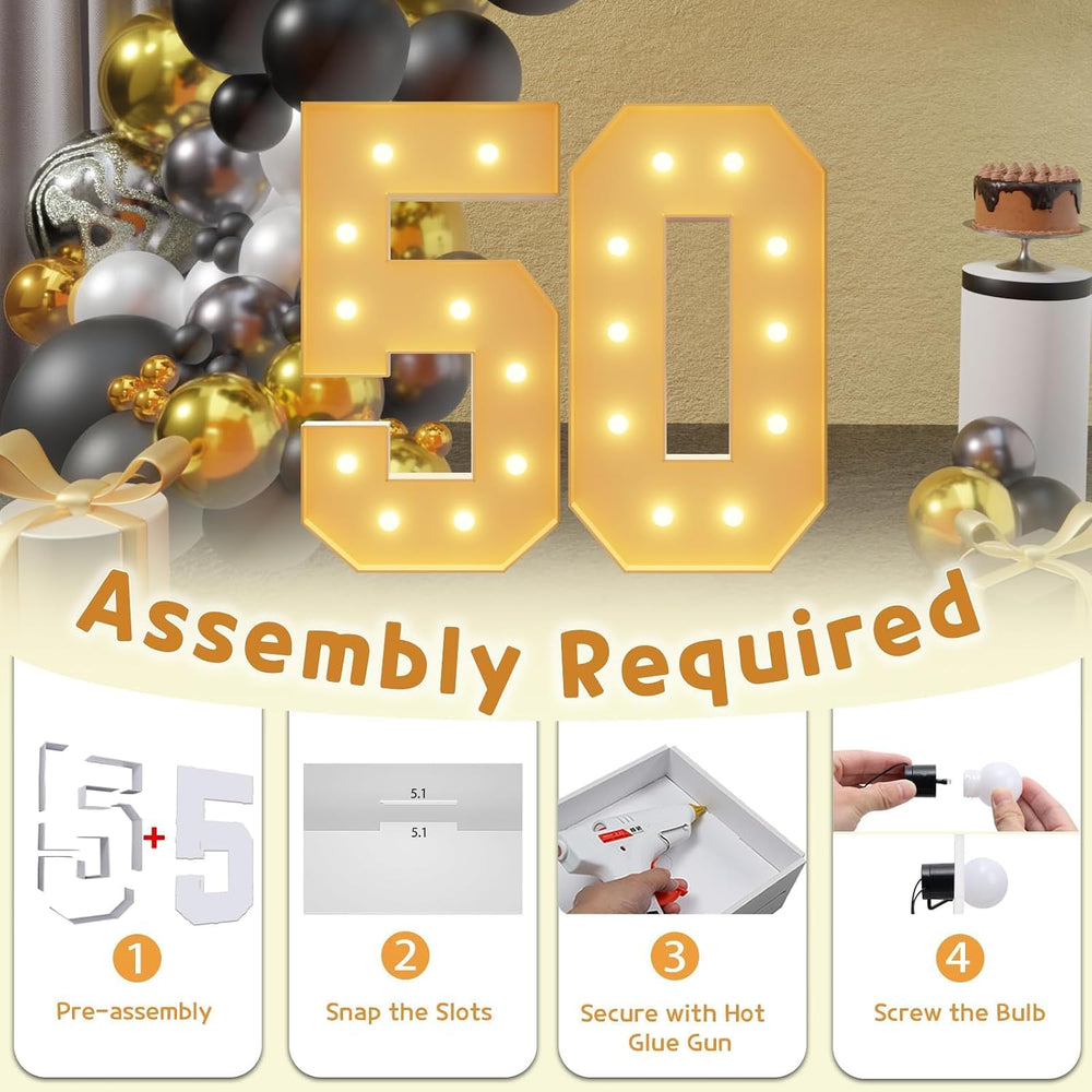imprsv 50 Marquee Numbers, 4FT Light Up Numbers for 50th Birthday Decor