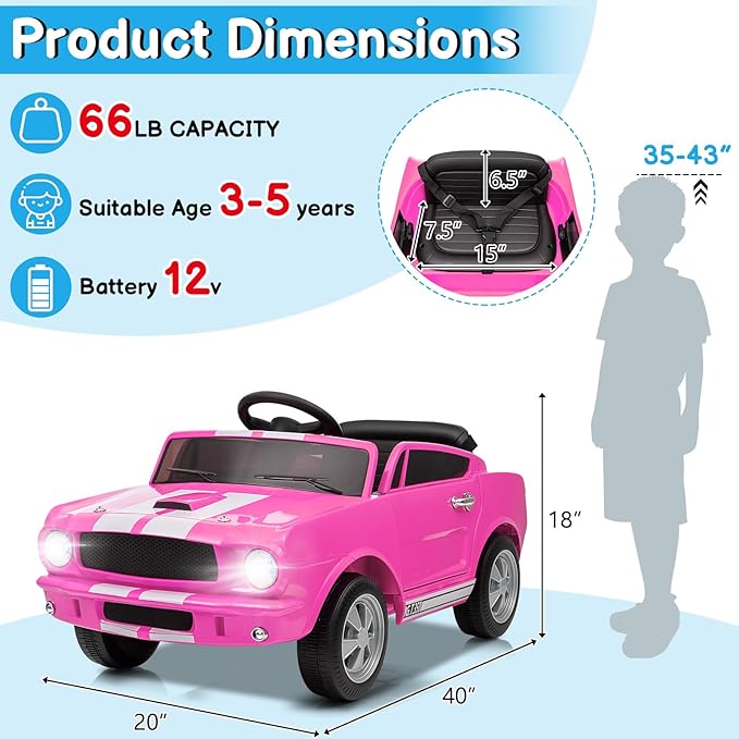 Winado 12V Licensed Shelby Electric Car