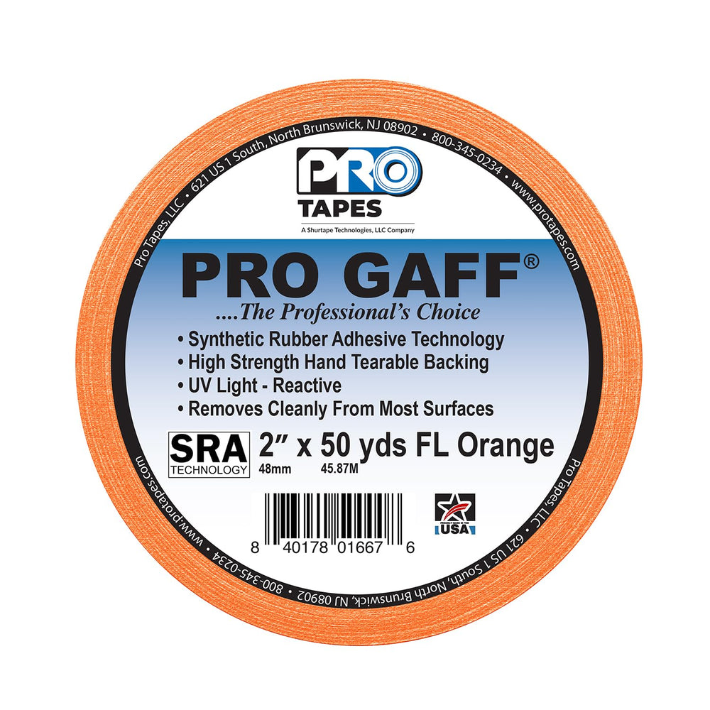 2" Width ProTapes Pro Gaff Premium Matte Cloth Gaffer's Tape With Ru...