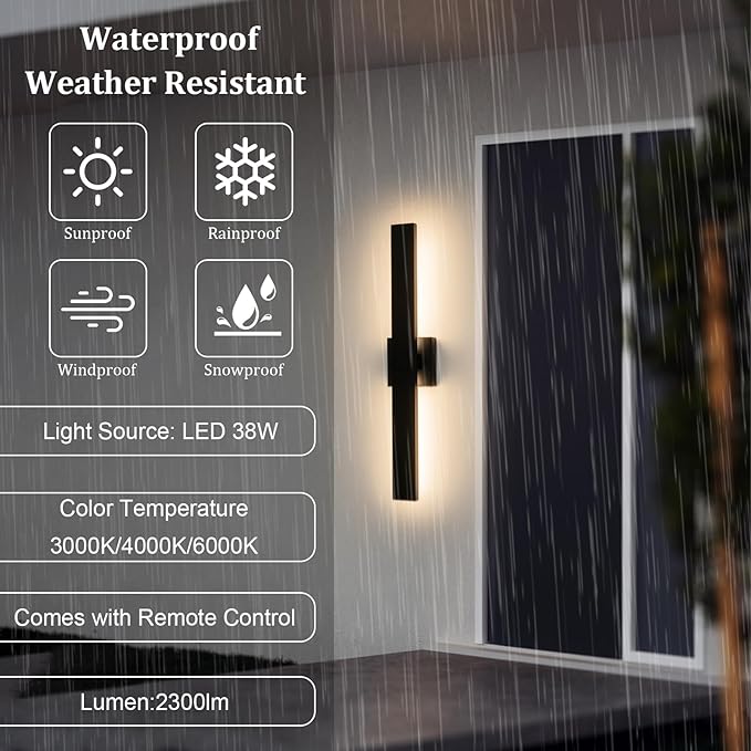 Modern Outdoor Wall Light 3CCT Dimmable LED Outdoor Sconce Lights