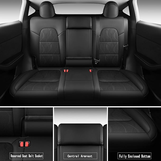 Tesla Model Y Seat Cover Full Set, Faux Leather Tesla Car Seat Cover, Perfect