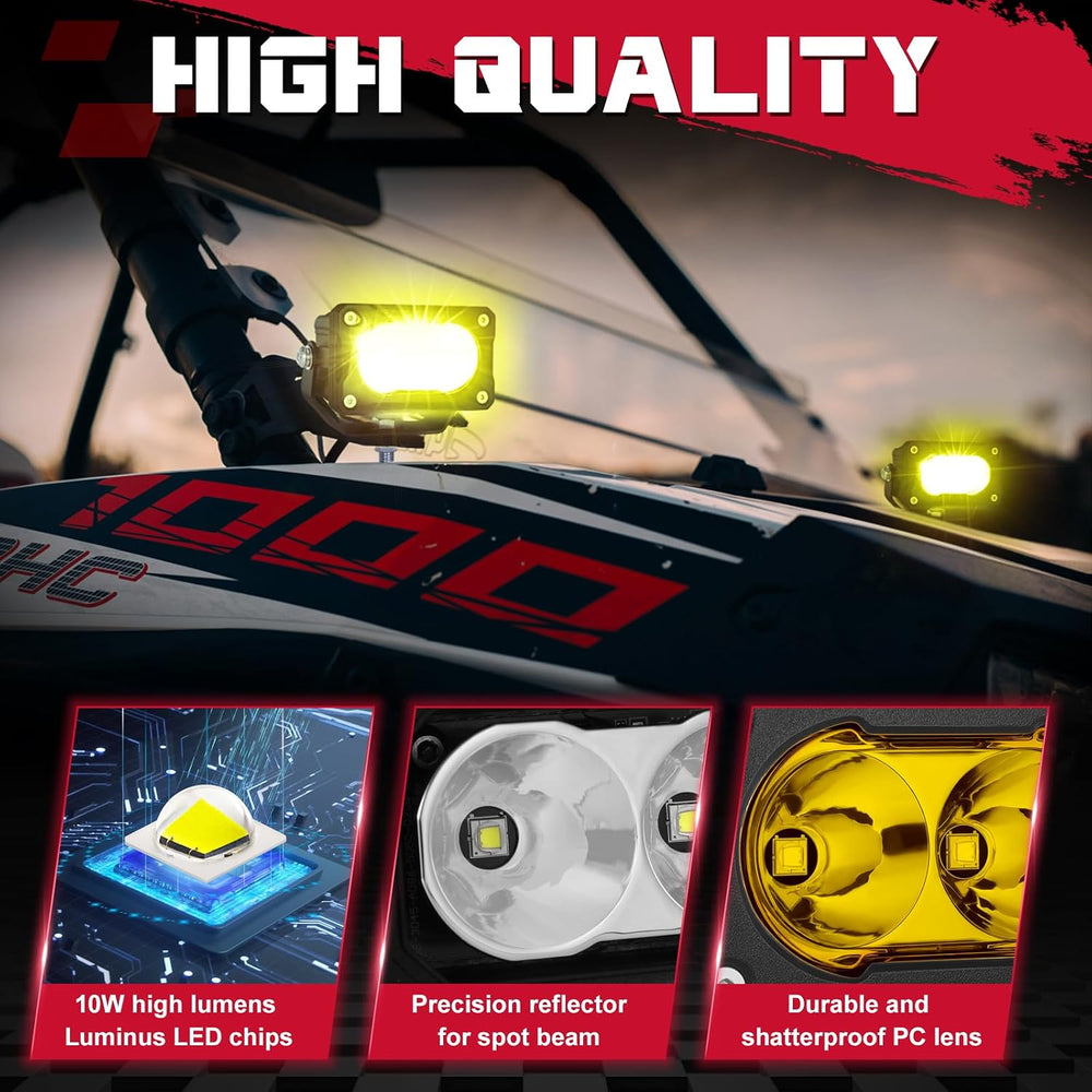 OFFROADTOWN LED Pods Yellow 3'' 40W Spot CREE LED Ditch Driving Fog L...