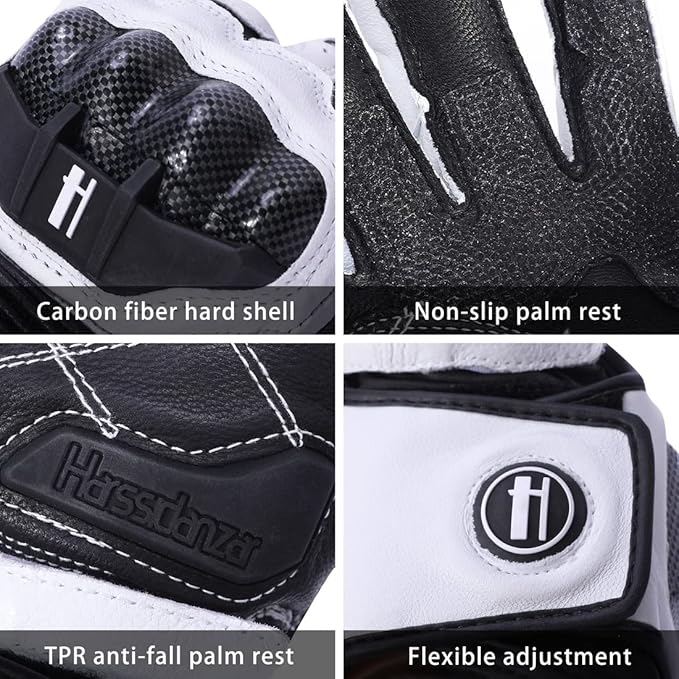 Harssidanzar Leather Motorcycle Gloves