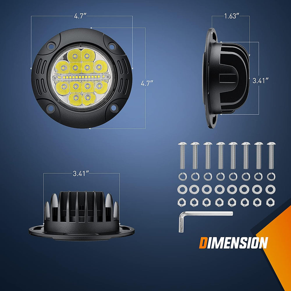 Nilight Flush Mount LED Light Pods 2PCS 5 Inch 36W Upgraded Spot Flood Combo ...