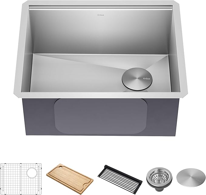 KRAUS Kore 23-Inch Undermount Workstation 16 Gauge Single Bowl Stainless Steel