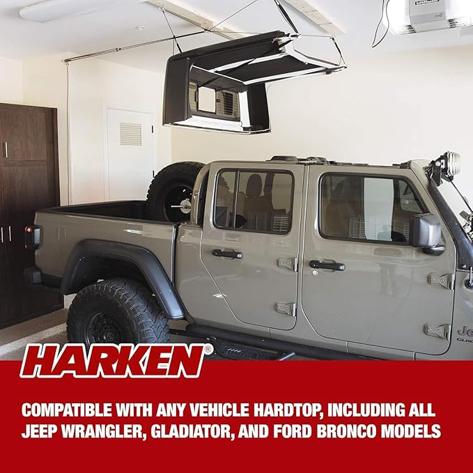 HARKEN - Truck Cap Overhead Garage Storage Hoist, Self-Leveling, Safe Anti-Drop